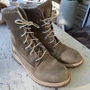 Timberland Brown Suede Leather Teddy Fleece Jayne Fold Down Boot Women's Size 8M